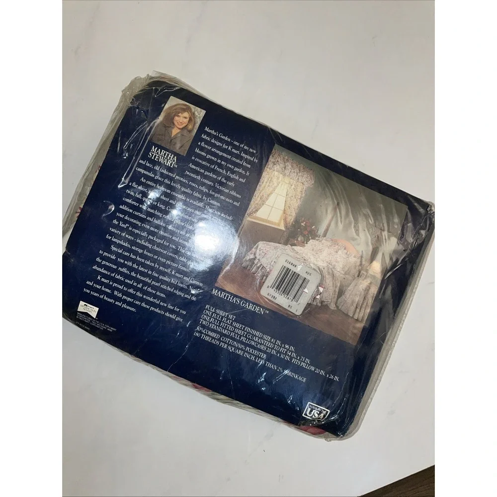 NEW VINTAGE Marthas Garden Full SHEET SET MARTHA STEWART Ruffled Victorian Roses